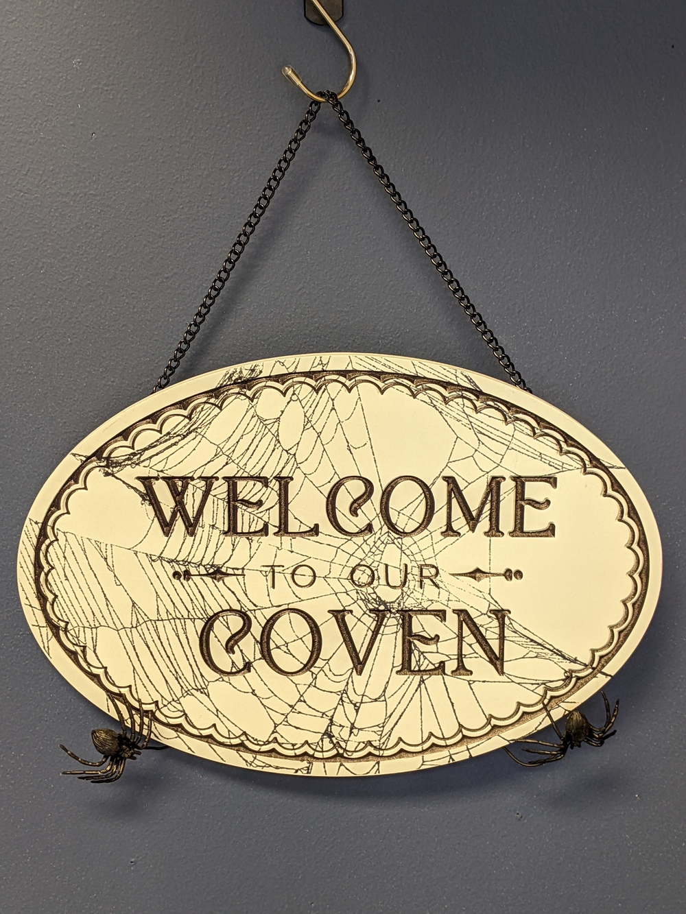 Halloween Hanging Sign "Welcome To Our Coven"- Seasonal Decor - 13"x 8.75" - New